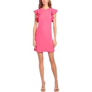 Amanda Uprichard NWT Fiori Hot Pink Ruffle Sleeve Dress Medium